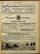 Seite 1 von ADAC Motorfahrer Nr. 1 / 1918 vom 05.01