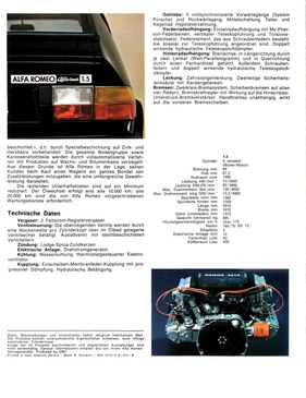 Alfa Romeo Alfasud 1.5 TI - Verkaufsprospekt (1980) - Rückseite