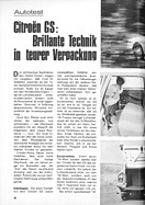Testbericht: Autotest Citroën GS – Hobby Nr. 3 / 1971 Seite 46