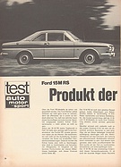 Testbericht: Produkt der Verwandlungskunst - Test Ford 15 M RS (auto motor und sport / Nr. 14 / 1968 - Seite 36)