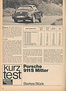 Testbericht: Starkes Stück - Test Porsche 911S Mitter (auto motor und sport / Nr. 25 / 1967 - Seite 40)