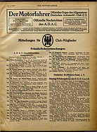 Seite 1 von ADAC Motorfahrer Nr. 1 / 1917 vom 06.01
