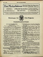Seite 1 von ADAC Motorfahrer Nr. 28 / 1916 vom 08.07