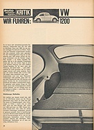 Testbericht: Wir fuhren - VW 1200 (auto motor und sport / Nr. 19 / 1964 - Seite 28)