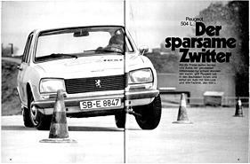 Testbericht: Der sparsame Zwitter Peugeot 504 L im Test - Hobby 23/1974 - Seiten 82 und 83
