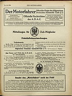 Seite 1 von ADAC Motorfahrer Nr. 18 / 1916 vom 29.04