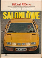 Testbericht: Salonlöwe - Test Alpine Renault A 310 (auto motor und sport / Nr. 23 / 1972 - Seite 156)