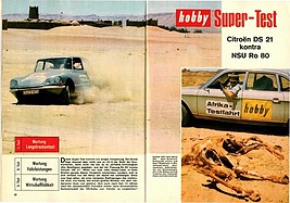 Testbericht: Citroën DS gegen NSU Ro 80 im Supertest - Hobby 13/1968 - Seiten 60 und 61