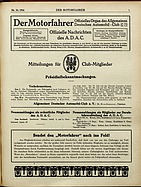 Seite 1 von ADAC Motorfahrer Nr. 30 / 1916 vom 22.07