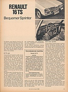 Testbericht: Bequemer Sprinter - Renault 16TS (auto motor und sport / Nr. 6 / 1968 - Seite 33)