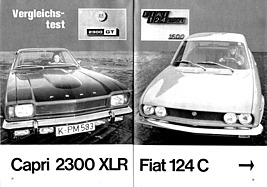 Testbericht: Fiat 124 Coupé 1600 gegen Ford Capril 2300 XLS - Hobby 25/1969 - 01