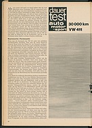 Testbericht: Nach Art des Hauses - 30'000km Dauertest: VW 411 (auto motor und sport / Nr. 18 / 1969 - Seite 34)