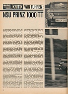 Testbericht: Test NSU Prinz 1000 TT (auto motor und sport / Nr. 1 / 1966 - Seite 24)