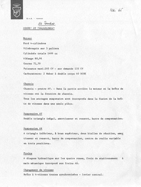 de Tomaso Vallelunga 1965 - technische Daten