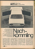 Testbericht: Nachkömmling - Test Ford Consul 1700 (auto motor und sport / Nr. 10 / 1973 - Seite 68)