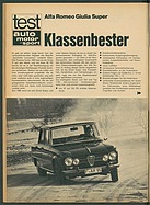 Testbericht: Klassenbester - Alfa Romeo Giulia Super (auto motor und sport / Nr. 5 / 1969 - Seite 38)