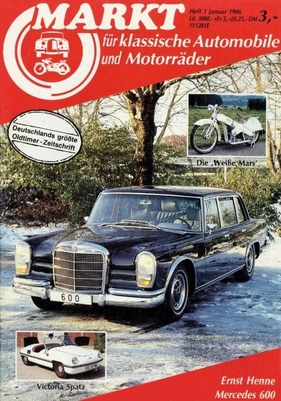 Titelbild zu «Markt - klassische Automobile und Motorräder / Nr. 1 (1986)» Titelbild zu «Markt - klassische Automobile und Motorräder / Nr. 1 (1986)»