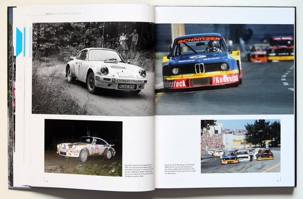 Bild 1977, auf verschiedenen Fabrikaten und Strassentypen unterwegs - Buch "Walter Röhrl - Aufschrieb Evo2 - Weltmeister-Edition 1980 "