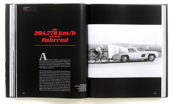 Bild 300 SL als Windschutz für den Fahrradfahrer - Buch "Mercedes-Benz 300 SL - Das Jahrhundertauto"