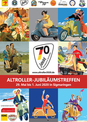 70 Jahre Motorroller - Das Plakat des Altroller-Jubiläumstreffens 2020.