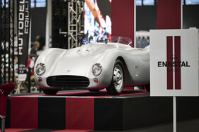 Silver race car on the podium at the Ennstal-Classic – Classic Expo 2026