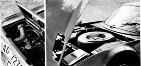 Abarth Scorpione (1970) - erst durch Lösen von vier Schrauben kommt man an den Motor heran - für Gepäck gibt es kaum Platz