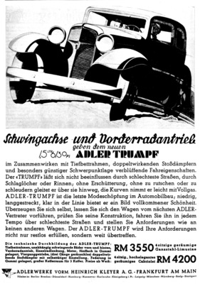 Adler Trumpf (1932) - in der Werbung von damals