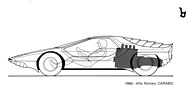 Alfa Romeo 33 Carabo Bertone (1968) - Silhouette zeigt Sitzposition und Motorlage