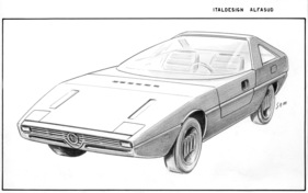 Alfa Romeo Alfasud Caimano (1971) - Skizze - Italdesign - aussergewöhnliches Coupé auf Alfasud-Basis
