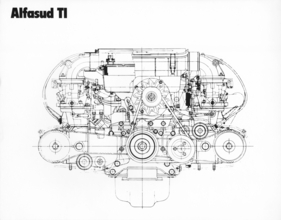 Alfa Romeo Alfasud Ti (1981) - Motorkonstruktion des Vierzylinder-Boxer-Triebwerkes