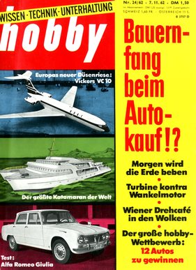 Alfa Romeo Giulia TI 1600 (1962) auf dem Titelblatt von Hobby 24/1962