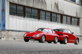 Alfa Romeo Giulia TZ1 (1964) und Alfa Romeo SZ (1990) - Grössenunterschiede entlang aller Dimensionen Alfa Romeo Giulia TZ1 (1964) und Alfa Romeo SZ (1990) - Grössenunterschiede entlang aller Dimensionen