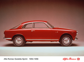 Alfa Romeo Giulietta Sprint Coupé (1954) – dynamische Linienführung, ohne Rückspiegel Alfa Romeo Giulietta Sprint Coupé (1954) – dynamische Linienführung, ohne Rückspiegel