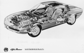 Alfa Romeo Montreal (1971) - Durchsichtszeichnung des Frontmotor-Coupés