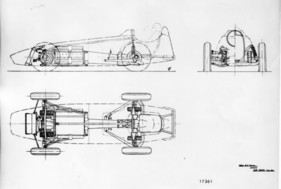 Alfa Romeo Tipo 160 (1952) Originalzeichnung mit 3 Ansichten