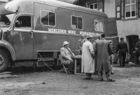 Alfred Neubauer, Hans Geier, Fritz Nallinger und Hans Scherenberg - GP von Europa auf dem Nürburgring (1954)