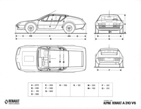 Alpine-Renault A 310 V6 (1978) - Technische Skizze; Masse