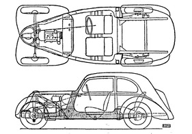 Amilcar Compound (1937) - Skizze von oben und von der Seite