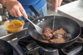 Browning the meat