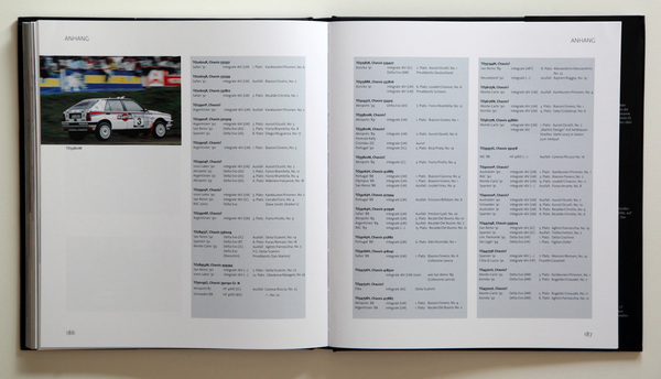 Bild Anhang - Ergebnisse mit Chassis-Nummern - Buch "Lancia Delta HF Integrale - die Geschichte eines Champions"