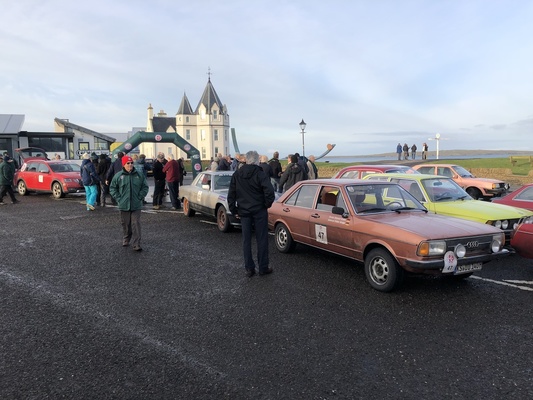 Ankunft in John O'Groats - die Autos haben einiges mitgemacht - Rallye Le Jog 2017