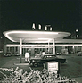 Image: Aral filling station through the ages - Illuminated Aral filling station from the 1950s