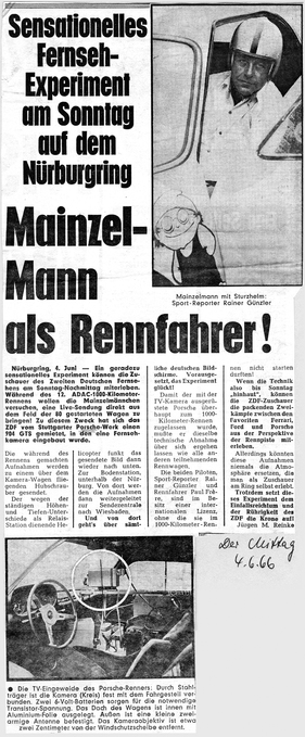 Artikel in der Rheinischen Tagespresse über die Live-Reportage des ZDF