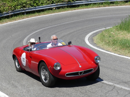 Artura Merzario am Lenkrad des Alfa Romeo 1900 Sport Spider (1954) - Vernasca Silver Flag 2018