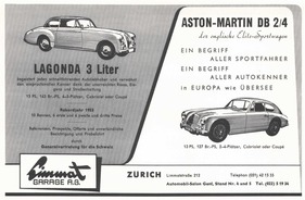 Aston-Martin DB 2 4 (1954) - Werbung aus dem Jahre 1954 - und Lagonda