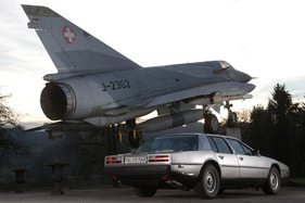 Aston Martin Lagonda (1984) - the Aston is hardly less conspicuous on the highway than a Mirage taking off