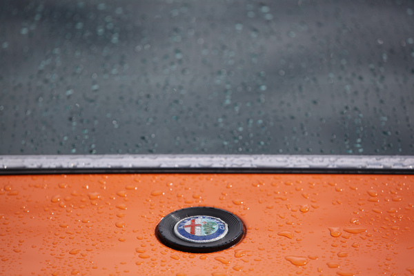 Auch das Alfa-Zeichen beim Montreal wird nass - Dolder Classics Mai 2017