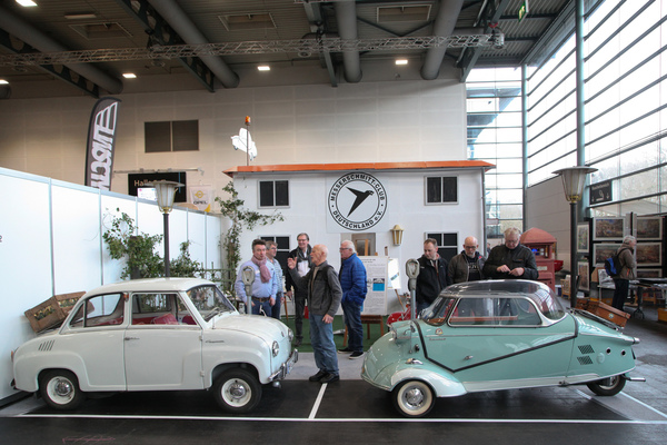 Auch das waren Rivalen - Goggomobil und Messerschmitt Kabinenroller (auf dem Messerschmitt-Clubstand - Bremen Classic Motorshow 2020