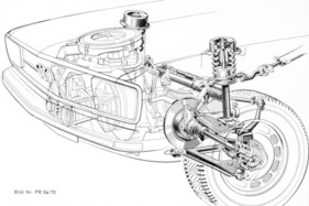 Audi 100 (1971) – Vorderradaufhängung, Lenkung und Radantrieb