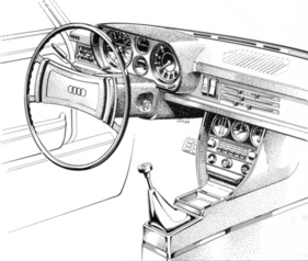 Audi 100 Coupé S (1971) – Zeichnung des Cockpits